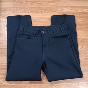 Vintage 70's Levi's Men's Trousers W34 L29 Navy Blue Polyester Purple Thread